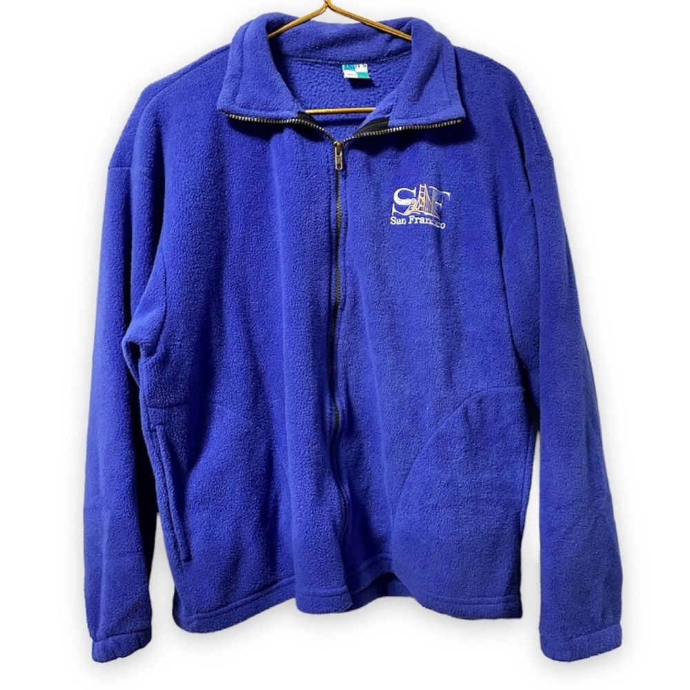 Vintage 90s/Y2K San Francisco Fleece Jacket Royal Blue Zip-Up Unisex Size Small